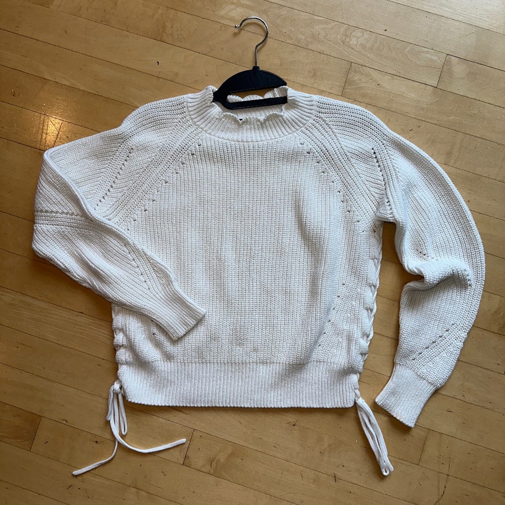 Joie  Adanya Porcelain Side Tie Cashmere Blend Sweater, XXS, GD1102 - Picture 3 of 5